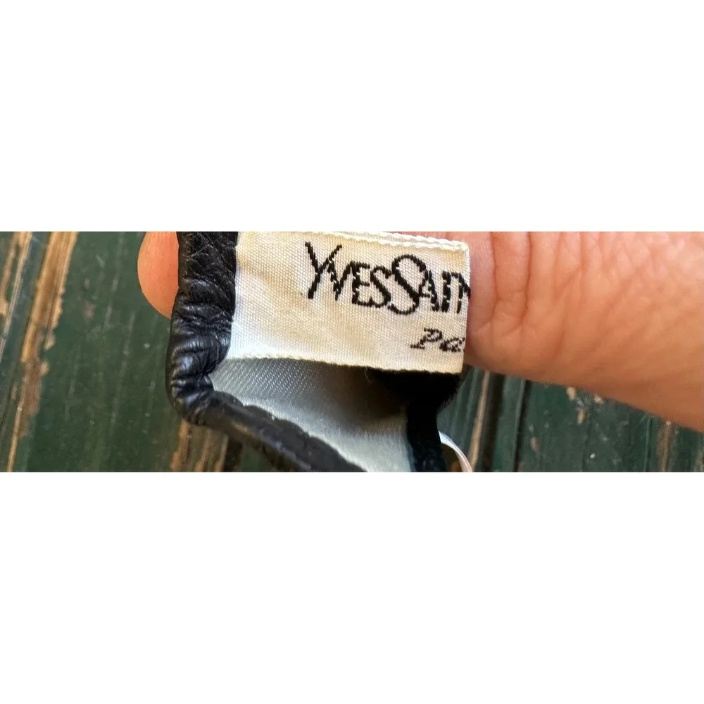 Yves Saint Laurent Paris Vintage Leather Silk Lined Gloves  Made in France 6‎